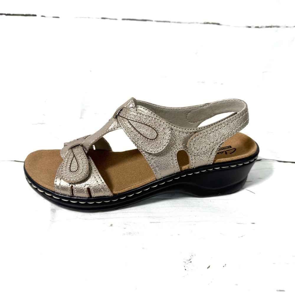 Clarks Lexi Walnut Q Sandals Women's 8.5M Gold Metallic Leather Slingback New